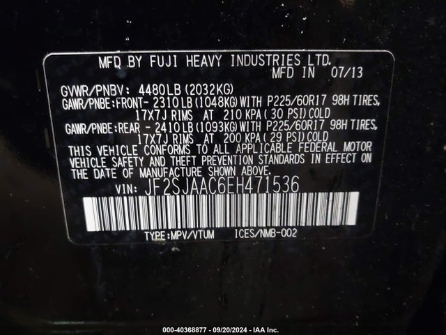 Subaru Forester 2.5i 2014 JF2SJAAC6EH471536 Image 9