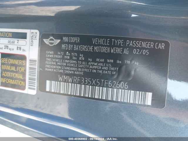 2005 MINI COOPER WMWRF335X5TF62606 Photo 8