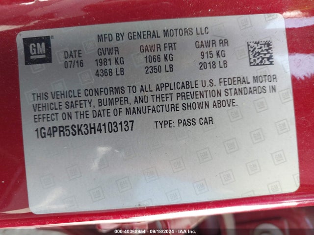 1G4PR5SK3H4103137 Buick Verano Sport Touring