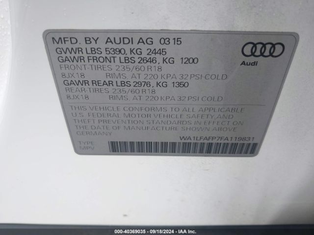 WA1LFAFP7FA119831 Audi Q5 2.0t Premium