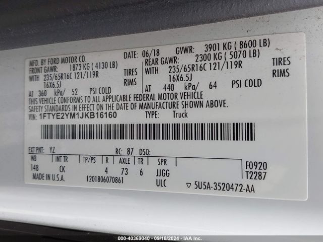 1FTYE2YM1JKB16160 Ford Transit-150