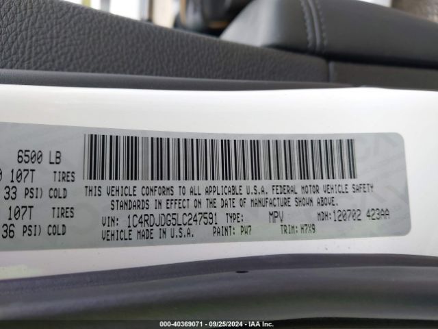 1C4RDJDG5LC247591 Dodge Durango Gt Awd