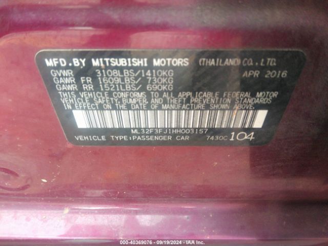 ML32F3FJ1HH003157 Mitsubishi Mirage G4 Es