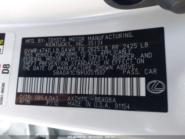 58ADA1C18RU051507 Lexus ES 300H