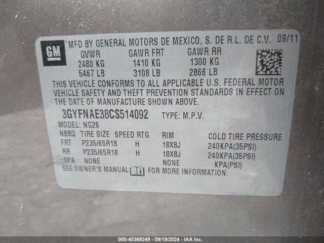 2012 CADILLAC SRX 3GYFNAE38CS514092 Photo 8