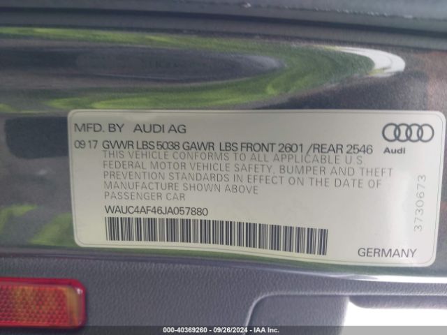 WAUC4AF46JA057880 Audi S4 3.0t Premium Plus