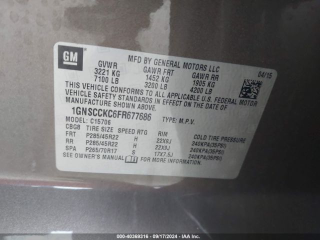 1GNSCCKC6FR677686 Chevrolet Tahoe Ltz