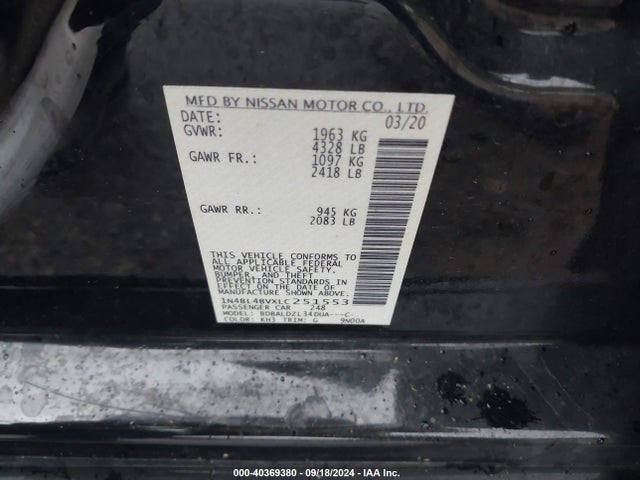 1N4BL4BVXLC251553 Nissan Altima S Fwd