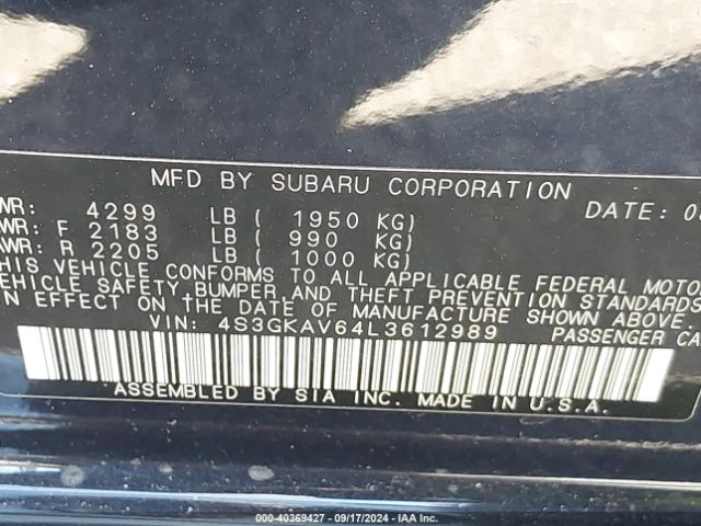 4S3GKAV64L3612989 Subaru Impreza Premium