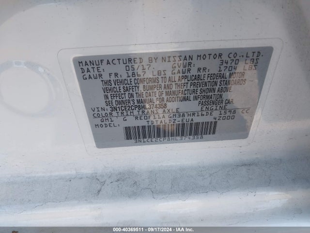 Nissan Versa Note Sv 2017 3N1CE2CP8HL374358 Image 9