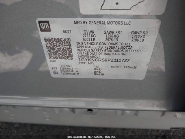 1GYKNCRS9PZ111727 Cadillac Xt5 Fwd Premium Luxury