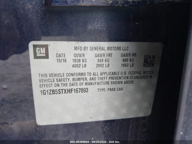 1G1ZB5STXHF167893 Chevrolet MALIBU LS