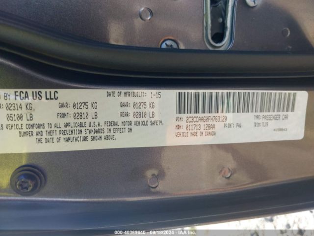2C3CCAAG0FH763120 Chrysler 300 Limited