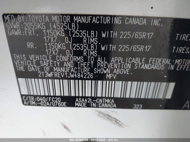 Toyota Rav4 Xle 2018 2T3WFREV1JW484226 Image 9