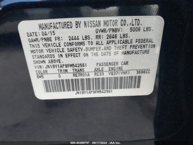 JN1BY1AP9FM542561 Infiniti Q70 3.7