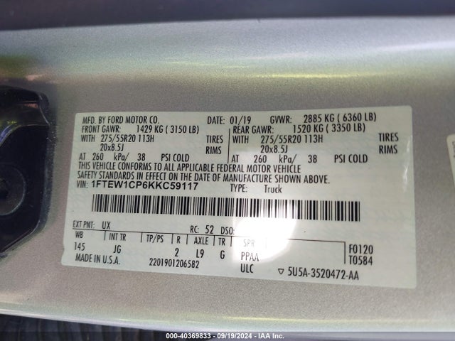 Ford F-150 Xl 2019 1FTEW1CP6KKC59117 Image 9