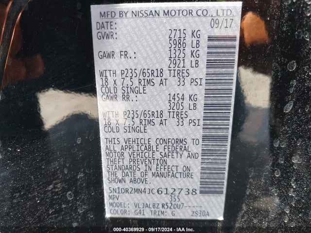 Nissan Pathfinder S 2018 5N1DR2MN4JC612738 Image 9