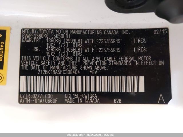 Lexus RX 350 2015 2T2BK1BA5FC308404 Image 9