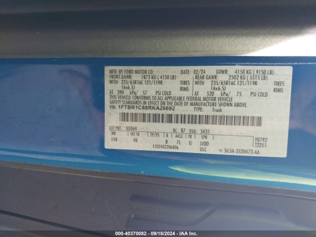 Ford Transit-250 2024 1FTBR1C88RKA26692 Image 9