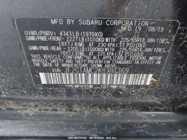 JF2GTAMC2K8381369 Subaru Crosstrek 2.0i Limited