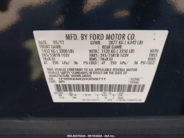 1FM5K8AR2HGD06711 Ford Utility Police Interceptor