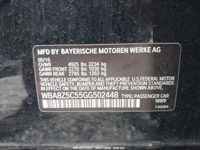 2016 BMW 3 SERIES GRAN TURISMO WBA8Z5C55GG502448 Photo 8