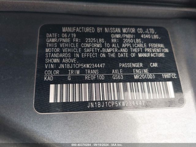 JN1BJ1CP5KW234447 Nissan Rogue Sport Sv