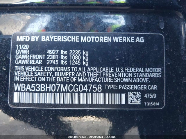 WBA53BH07MCG04758 BMW 530I