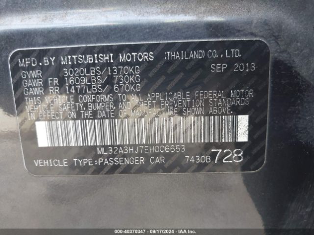 2014 MITSUBISHI MIRAGE ML32A3HJ7EH006653 Photo 8