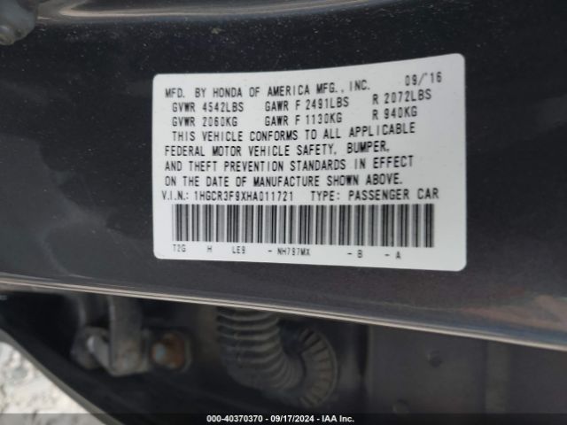 1HGCR3F9XHA011721 Honda Accord Touring V6