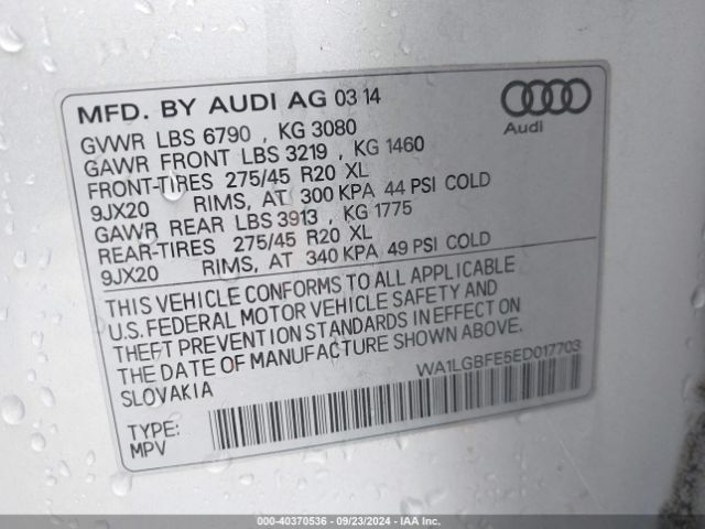 WA1LGBFE5ED017703 Audi Q7 3.0t Premium
