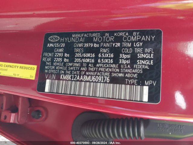 KM8K12AA8MU609176 Hyundai Kona Se