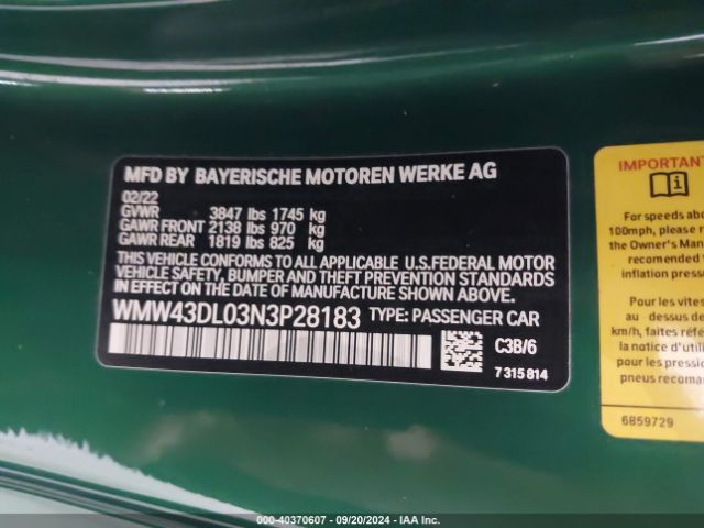 2022 MINI CONVERTIBLE WMW43DL03N3P28183 Photo 8