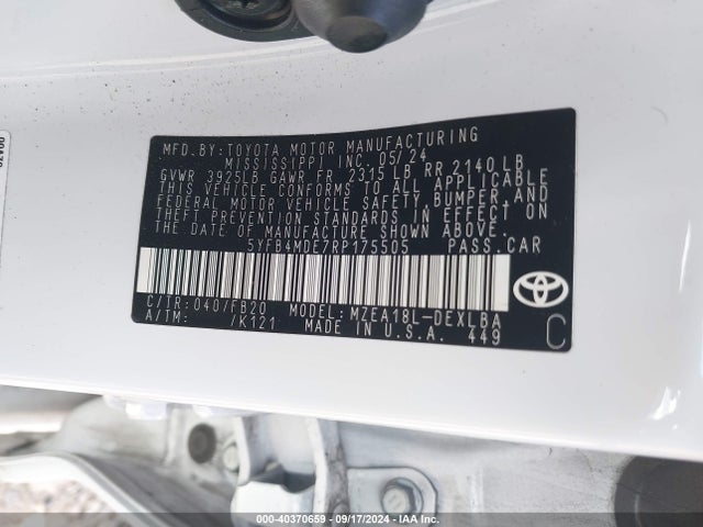 Toyota COROLLA LE 2024 5YFB4MDE7RP175505 Image 9