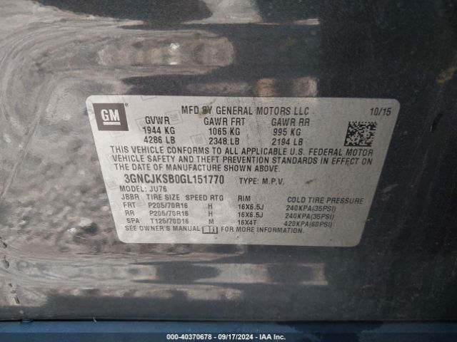 3GNCJKSB0GL151770 Chevrolet Trax 1ls
