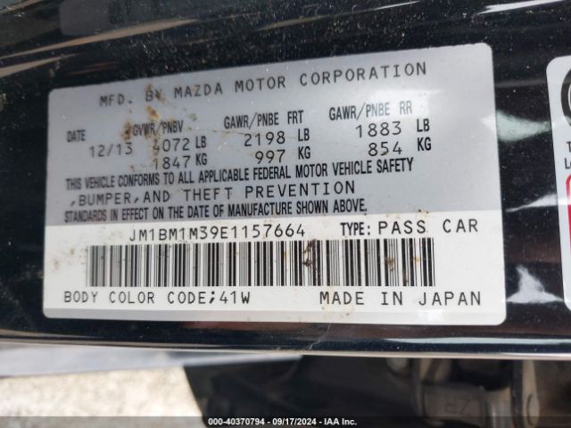 JM1BM1M39E1157664 Mazda Mazda3 S Grand Touring