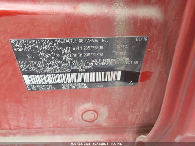 Toyota RAV4 SE 2016 2T3JFREV7GW444252 Image 9