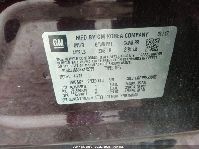 KL4CJHSB9HB172755 Buick Encore Premium