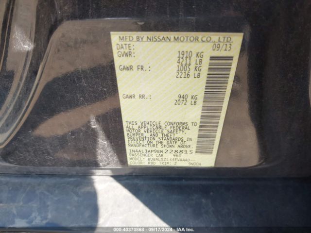 1N4AL3AP9EN228815 Nissan Altima 2.5 Sl