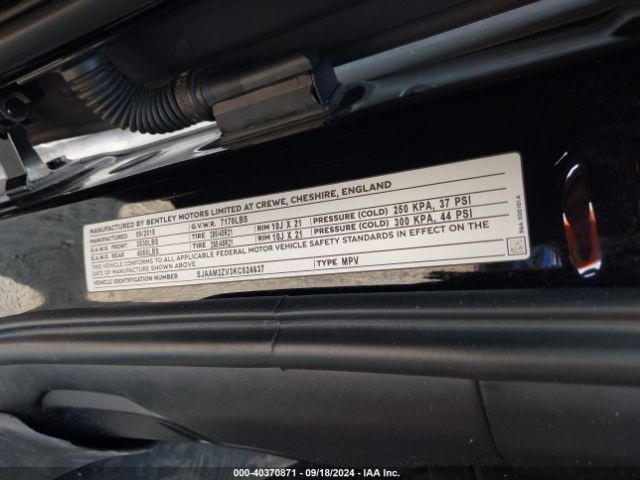 2019 BENTLEY BENTAYGA SJAAM2ZV3KC024637 Photo 8