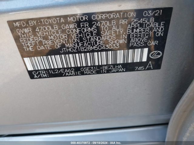 JTHGZ1B28M5043033 Lexus Is 350 F Sport