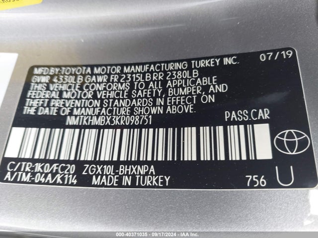 Toyota C-HR LE 2019 NMTKHMBX3KR098751 Image 9