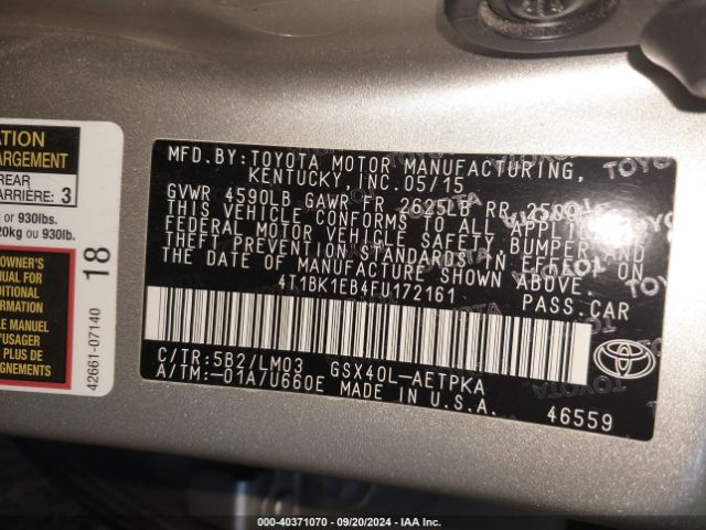 4T1BK1EB4FU172161 Toyota AVALON LIMITED