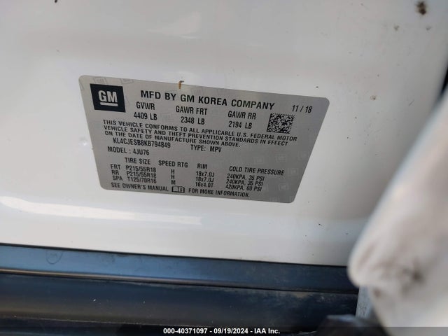 KL4CJESB8KB794849 Buick Encore Awd Preferred