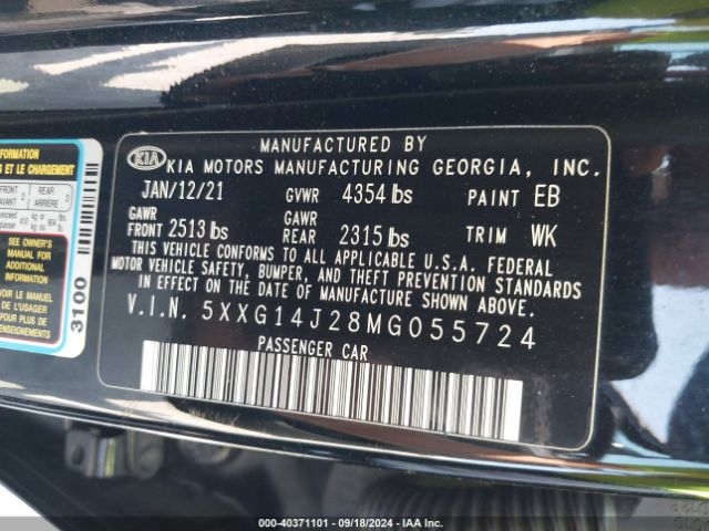 5XXG14J28MG055724 KIA K5 LXS