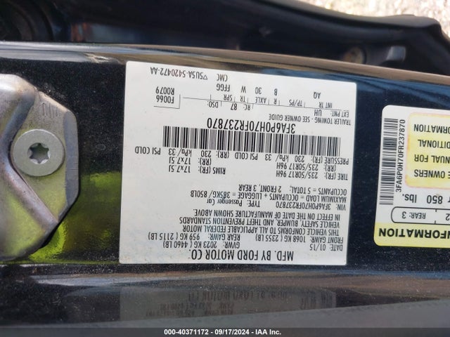 Ford FUSION SE 2015 3FA6P0H70FR237870 Image 9