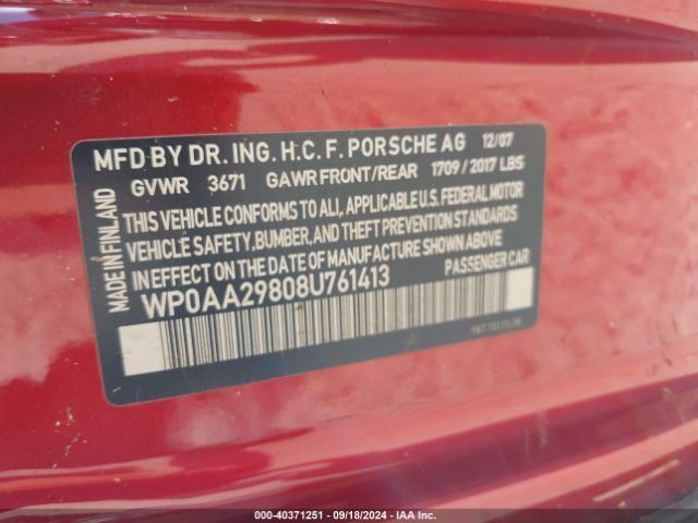 2008 PORSCHE CAYMAN WP0AA29808U761413 Photo 8