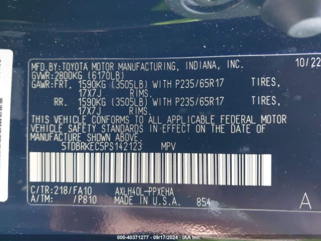 5TDBRKEC5PS142123 Toyota SIENNA LE