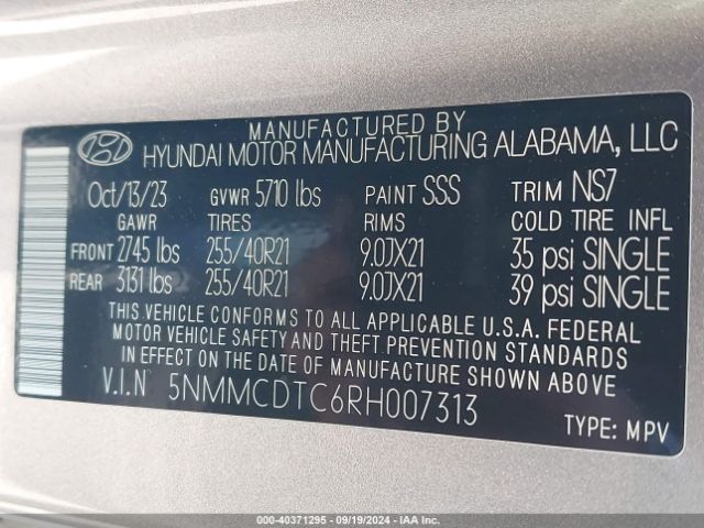 5NMMCDTC6RH007313 Genesis Gv70 3.5t Awd Sport