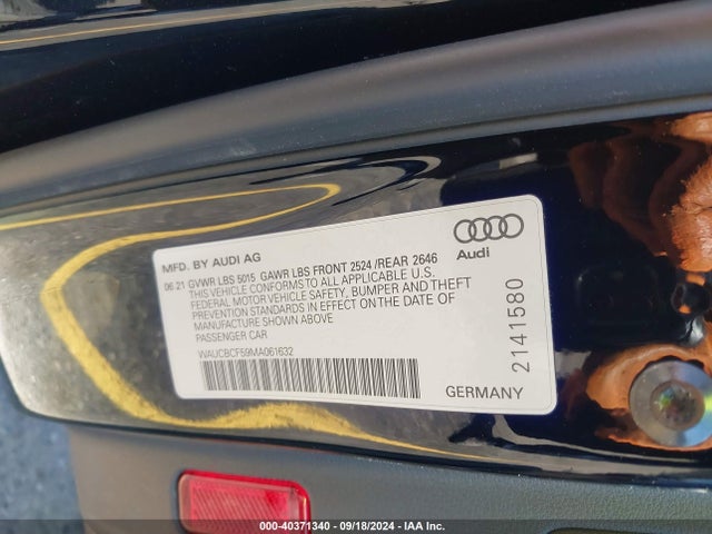 WAUCBCF59MA061632 Audi A5 Sportback Premium Plus 40 Tfsi Quattro S Tronic